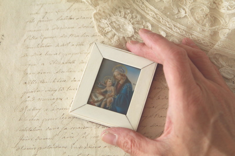 アイボリーミニアチュール　書物の聖母　ボッティチェッリ　イタリア　アンティークストリュフ