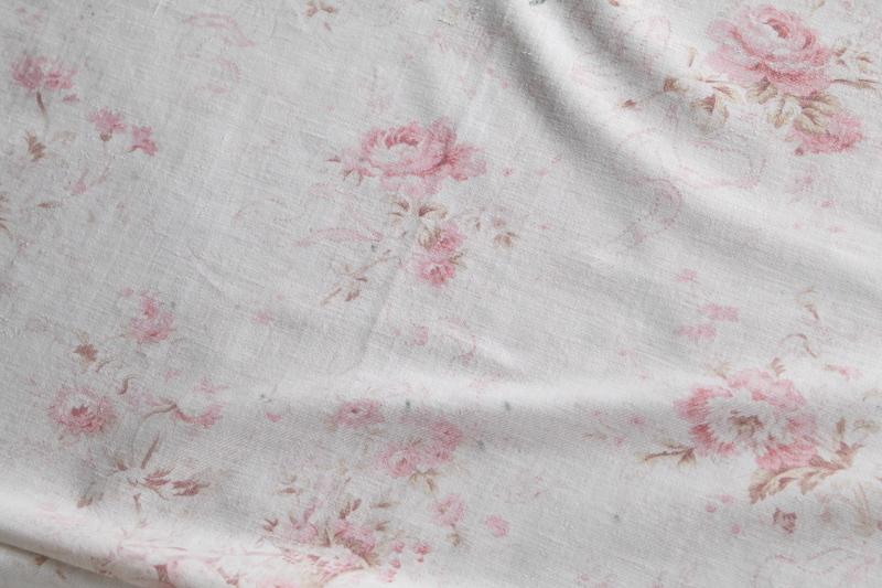 薔薇のブーケ　フレンチコットンファブリック　フランス　アンティークストリュフ