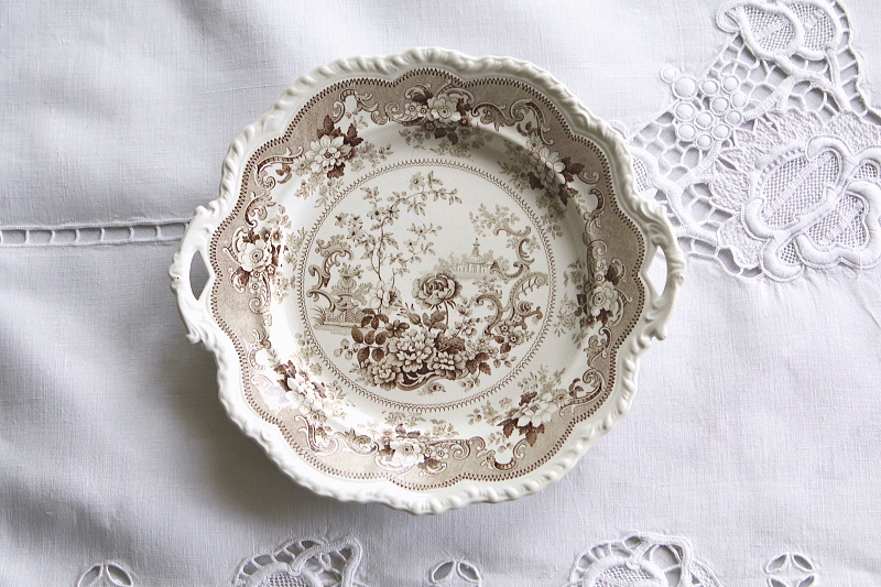 バラの庭園のBandBプレート　john and william ridgway italian flower garden イギリス　アンティークストリュフ