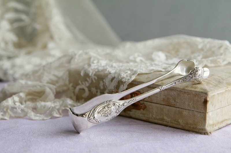 オリーブの小枝のトング　モノグラム　cailar bayard フランス　アンティークストリュフ