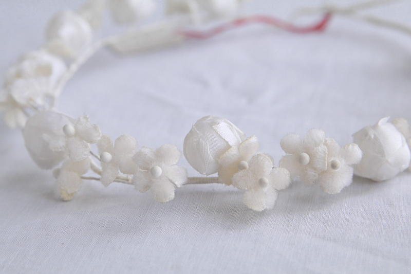 布花のティアラ　ウエディング　フランス　アンティークストリュフ