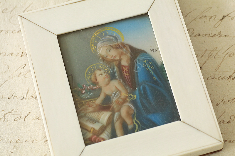 アイボリーミニアチュール　書物の聖母　ボッティチェッリ　イタリア　アンティークストリュフ