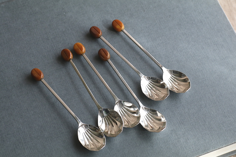 コーヒービーンズスプーンセット　イギリス アンティークストリュフ