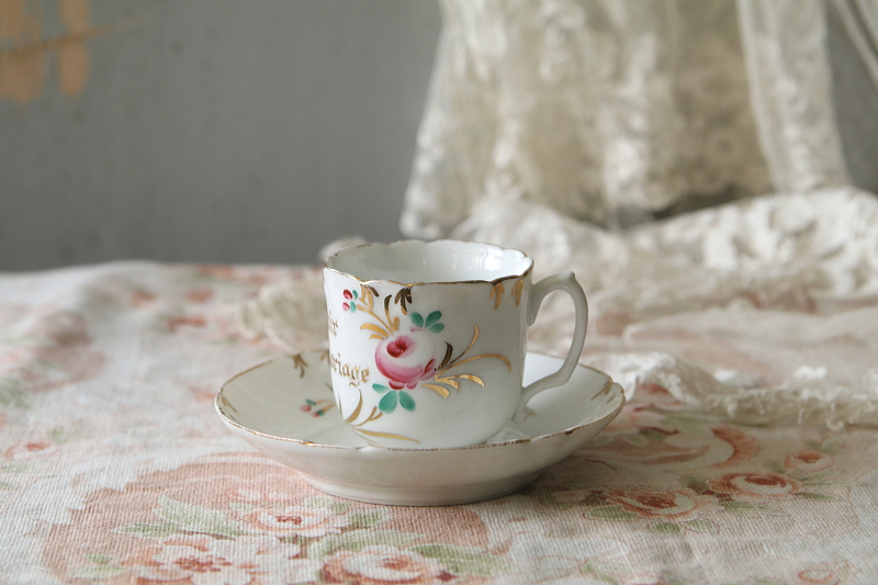 ウエディングスーベニール　コーヒーカップソーサー　vieux paris　アンティークストリュフ