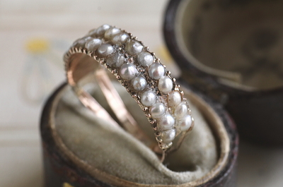 ジョージアンシードパールリング　イギリス アンティークストリュフ
