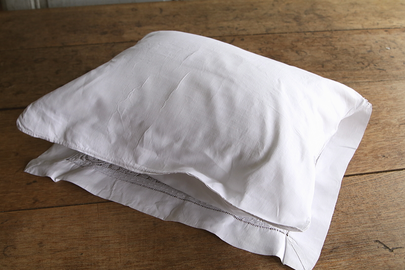 刺繍のナイトドレスケースのクッション　ワイルドストロベリー　イギリス アンティークストリュフ