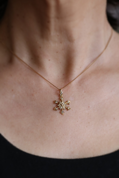 シードパール　立花のゴールドペンダント　アンティークジュエリー　イギリス　アンティークストリュフ 20251210