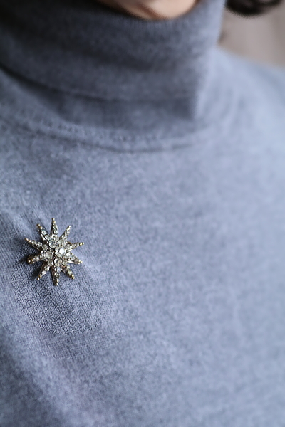 クリアペーストスターブローチ　ヴィクトリアン　アンティークストリュフ