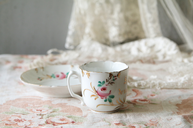 ウエディングスーベニール　コーヒーカップソーサー　vieux paris　アンティークストリュフ