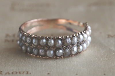 ジョージアンシードパールリング　イギリス アンティークストリュフ