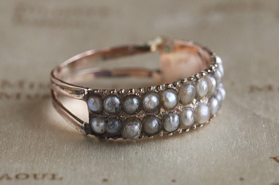 ジョージアンシードパールリング　イギリス アンティークストリュフ