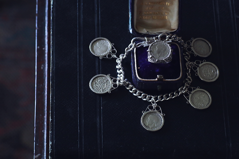 ジョージ5世シルバーコインブレスレット　リング　イギリス　アンティークストリュフ 20250626