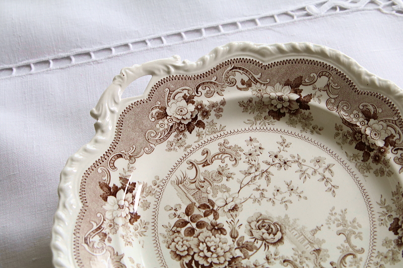 バラの庭園のBandBプレート　john and william ridgway italian flower garden イギリス　アンティークストリュフ