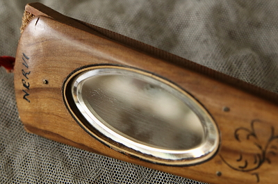 薔薇とツバメのスーベニールファン　イタリア　アンティークストリュフ