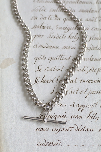 ヴィクトリアン　シルバーアルバートチェーン　イギリス　アンティークストリュフ 20251217