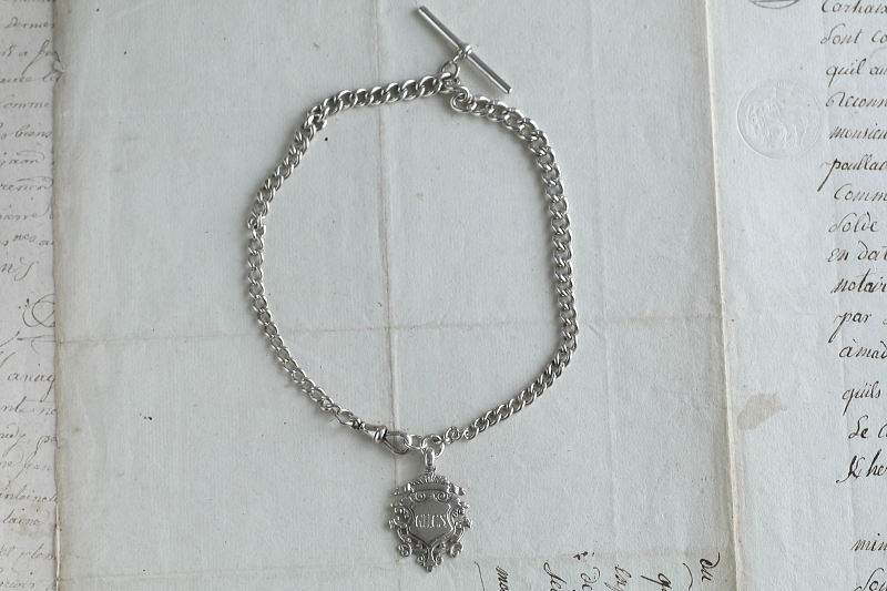 ヴィクトリアン　シルバーアルバートチェーン　イギリス　アンティークストリュフ 20251217