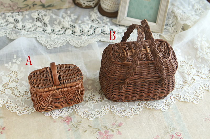 ドールズパニエ　ミニチュアハンパーバスケット　フランス　アンティークストリュフ