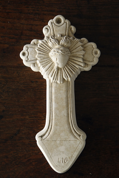 聖水盤の石膏型　Victor, Mauger et Tessier 聖心の十字架　フランス　アンティークストリュフ