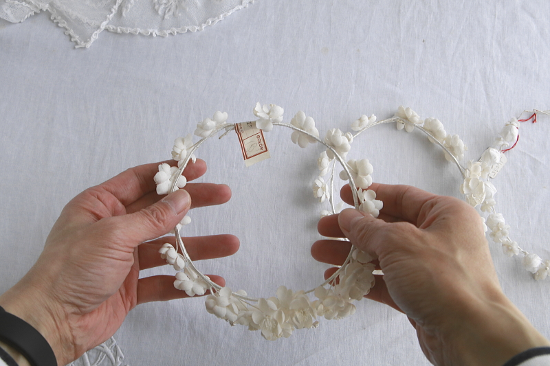 布花のティアラ　ウエディング　初聖体拝領　フランス　アンティークストリュフ 20250507