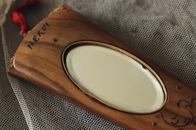 薔薇とツバメのスーベニールファン　イタリア　アンティークストリュフ