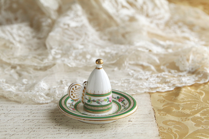 ハンドペイントキャンドルスナッファー　バラ　蝶々　イギリス　ヴィクトリアン アンティークストリュフ