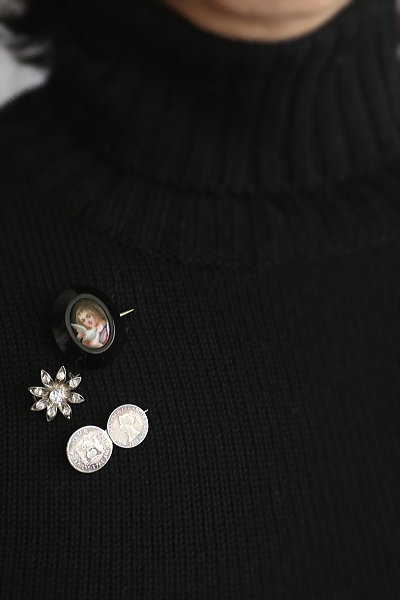 OLDマインカットペーストシルバーブローチ　アンティークジュエリー　ヴィンテージアクセサリー　イギリス　アンティークストリュフ 20251211