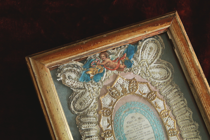 ヴィクトリアングリーティングカード　ヴィンテージフレーム　イギリス　アンティークストリュフ