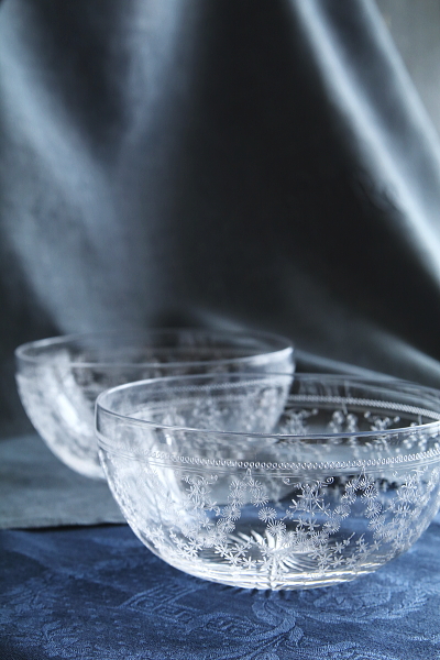 　エッチングクリスタルフィンガーボウル　ガラス菓子器　イギリスアンティークストリュフ 20250905