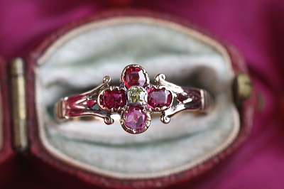 ルビー&ダイヤモンドリング　ヴィクトリアンリング　ジョージアンリング　指輪　アンティークジュエリー　ヴィンテージアクセサリー　イギリス　フランス　ヨーロッパ　アンティークストリュフ 20251212