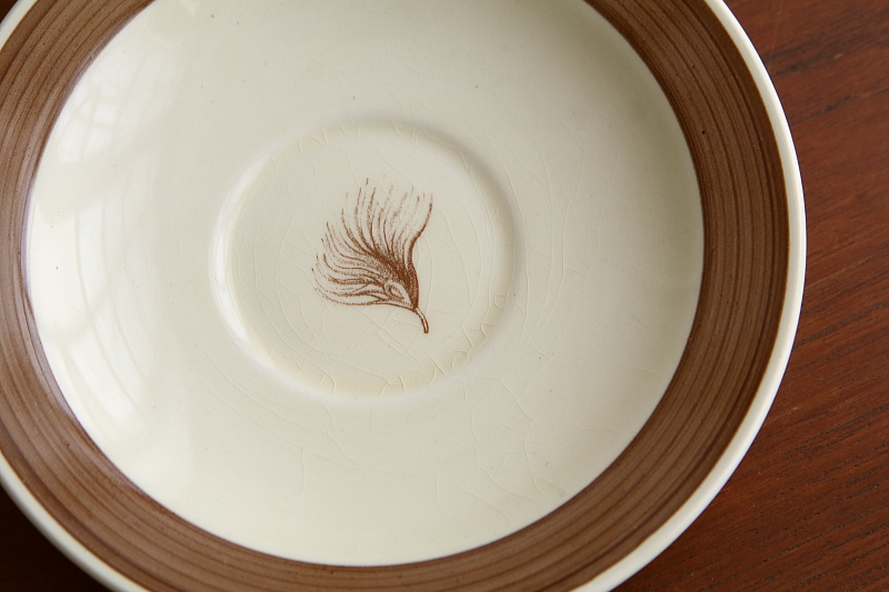スージークーパー　SUSIE COOPER　ブラウンフェザー　ティートリオ　brown feather イギリス　アンティークストリュフ