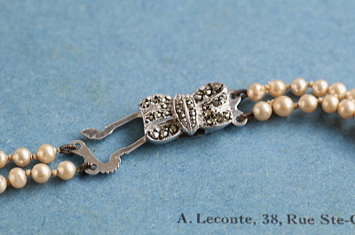 ダブルストランド　グラスパールネックレス　ヨーロッパ　アンティークストリュフ