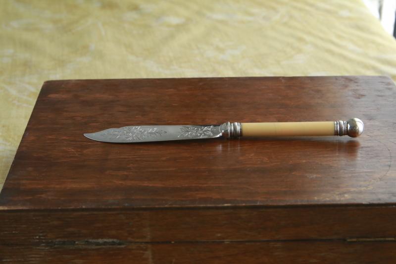 アイボリーハンドル　花の彫刻　JOHN SANDERSON & SON　イギリス　アンティークストリュフ