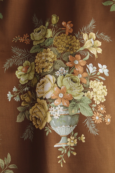 薔薇のフラワーベース　プリントファブリック　サンダーソン　sanderson イギリス　アンティークストリュフ