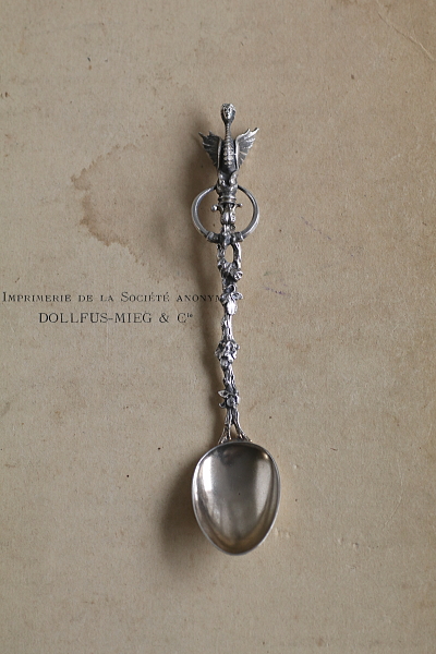 人頭竜のシルバーティースプーン　イタリア　アンティークストリュフ