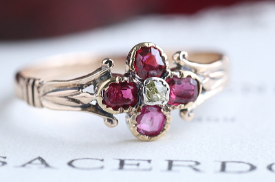 ルビー&ダイヤモンドリング　ヴィクトリアンリング　ジョージアンリング　指輪　アンティークジュエリー　ヴィンテージアクセサリー　イギリス　フランス　ヨーロッパ　アンティークストリュフ 20251212