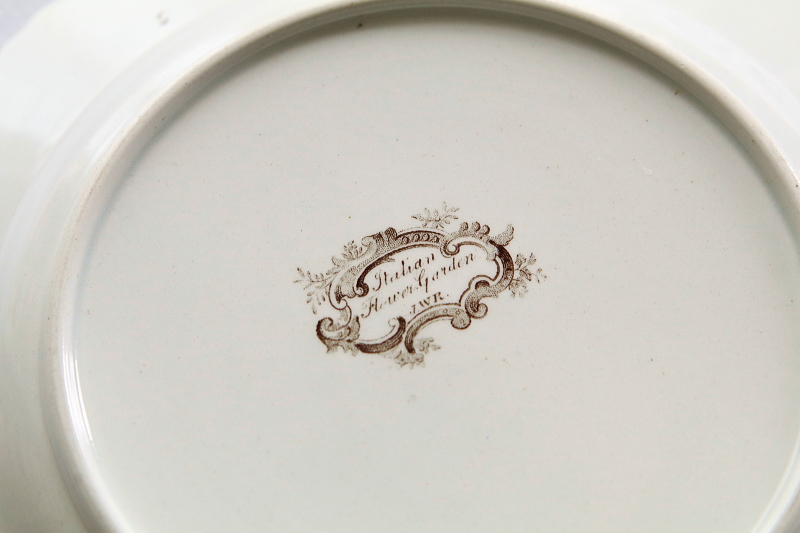 バラの庭園のBandBプレート　john and william ridgway italian flower garden イギリス　アンティークストリュフ