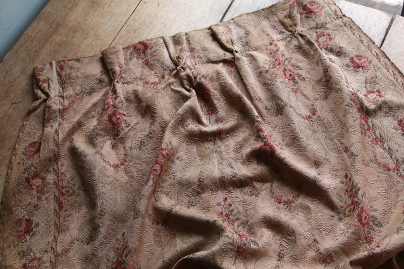 薔薇とリボンのゴブランカーテン　フランス　アンティークストリュフ