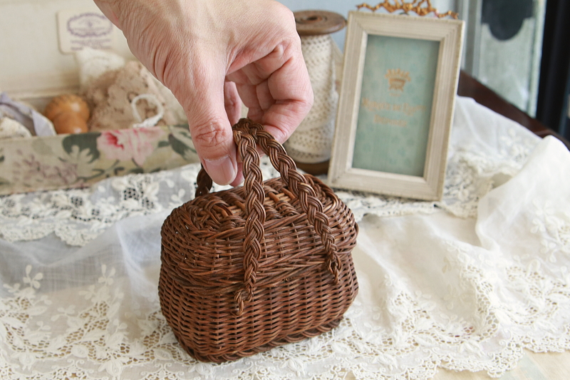 ドールズパニエ　ミニチュアハンパーバスケット　フランス　アンティークストリュフ