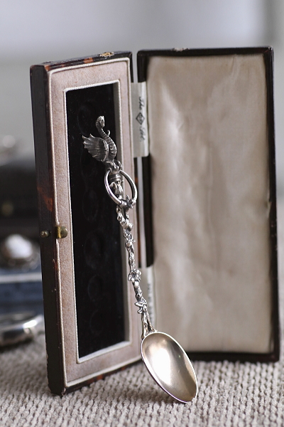 人頭竜のシルバーティースプーン　イタリア　アンティークストリュフ