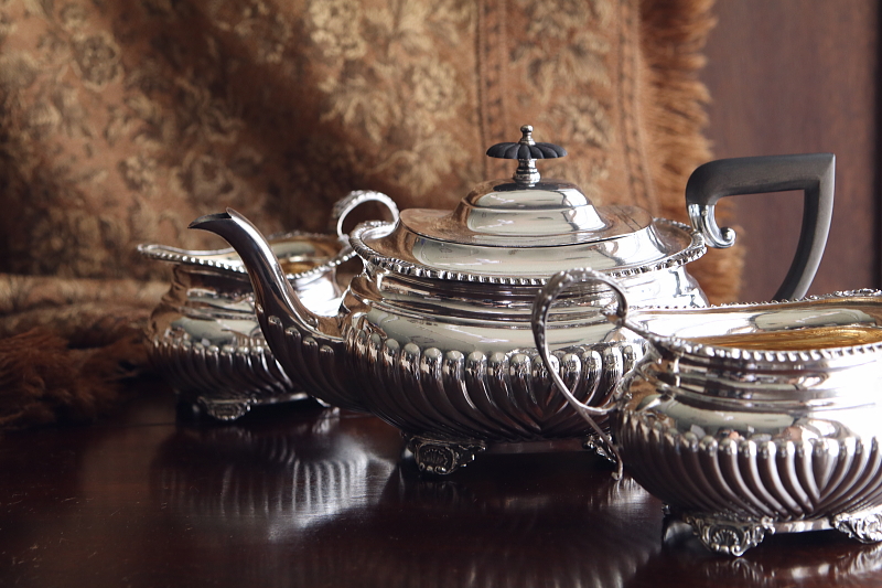 シェルパターン　ティー3点セット　イギリス　アンティークストリュフ