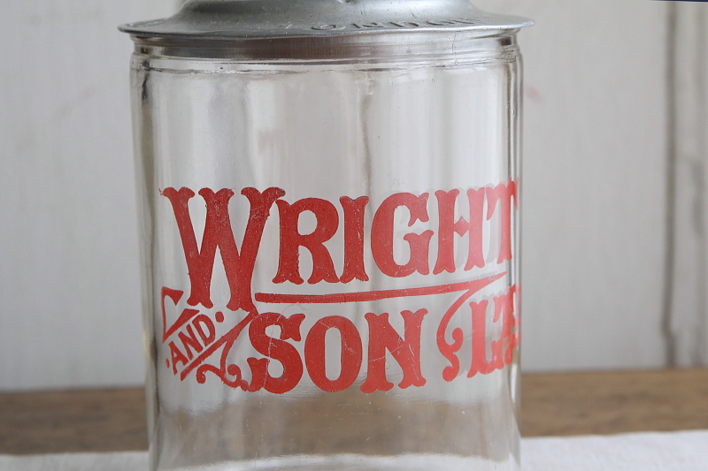 ビスケットジャー　wright and son アドバタイズ　イギリス　アンティークストリュフ