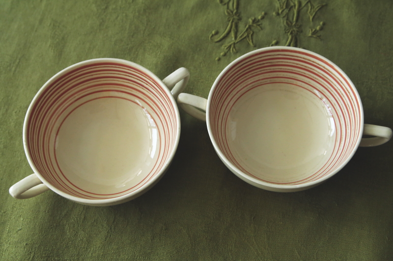 クレヨンライン　スープカップソーサー　ピンク　イギリス　susie cooper アンティークストリュフ