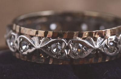 ゴールドアンドシルバー　コンビネーションエタニティリング　イギリス アンティークストリュフ