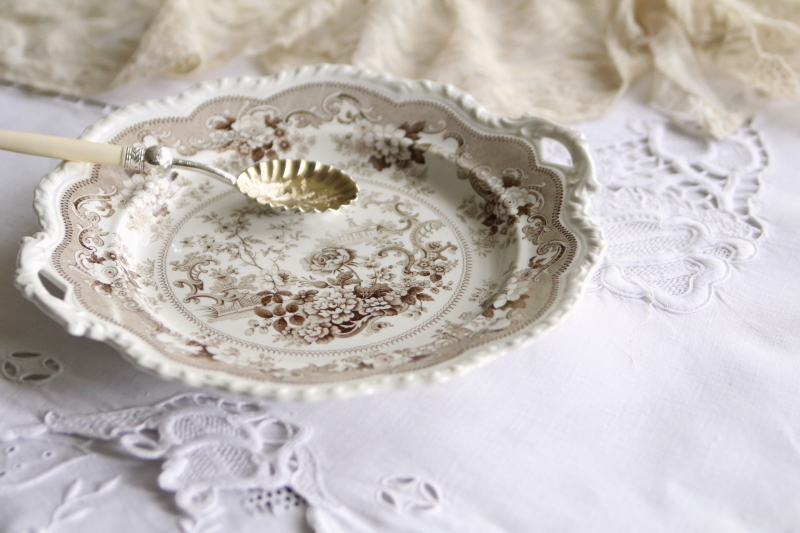 バラの庭園のBandBプレート　john and william ridgway italian flower garden イギリス　アンティークストリュフ