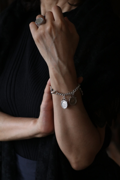 ジョージ5世シルバーコインブレスレット　リング　イギリス　アンティークストリュフ