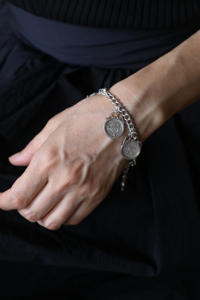 ジョージ5世シルバーコインブレスレット　リング　イギリス　アンティークストリュフ