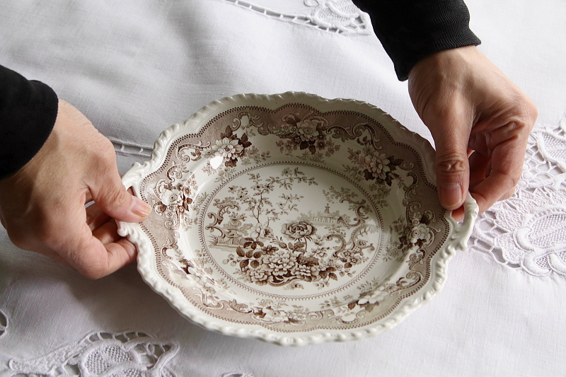 バラの庭園のBandBプレート　john and william ridgway italian flower garden イギリス　アンティークストリュフ