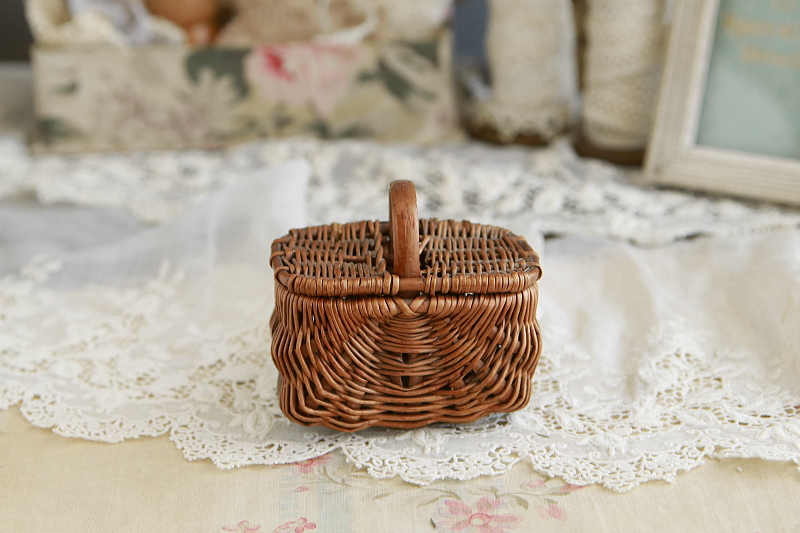 ドールズパニエ　ミニチュアハンパーバスケット　フランス　アンティークストリュフ