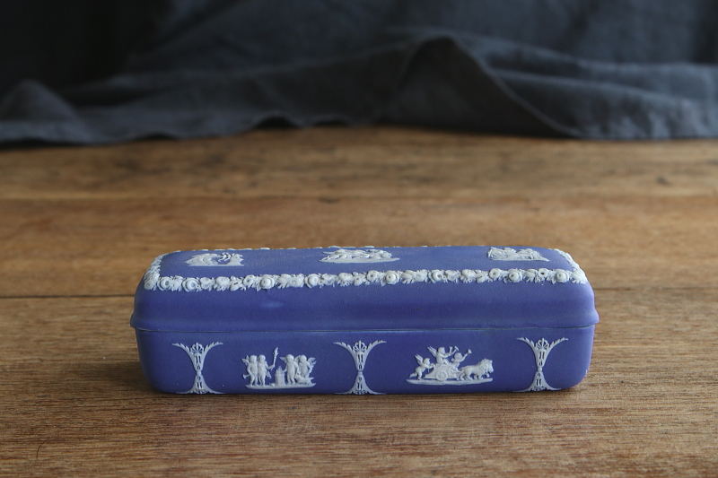 アンティークウエッジウッド　ジャスパートリンケットボックス　wedgwood　アンティークストリュフ