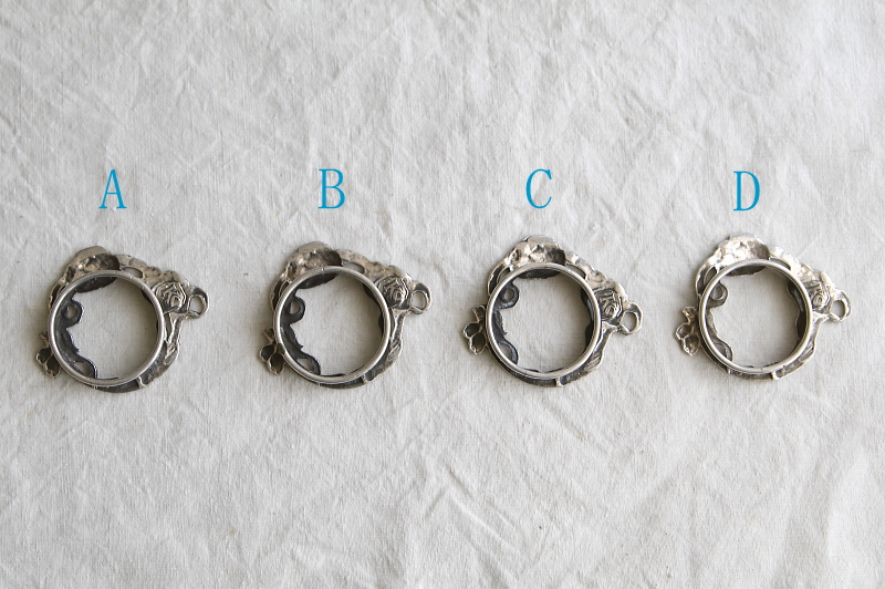 アールヌーヴォーの花のナプキンリング　ポピー　ヨーロッパ　アンティークストリュフ